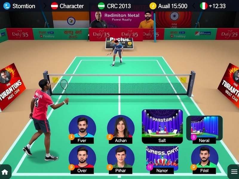 Badminton Powerhouses India gameplay screenshot showing realistic court and player actions